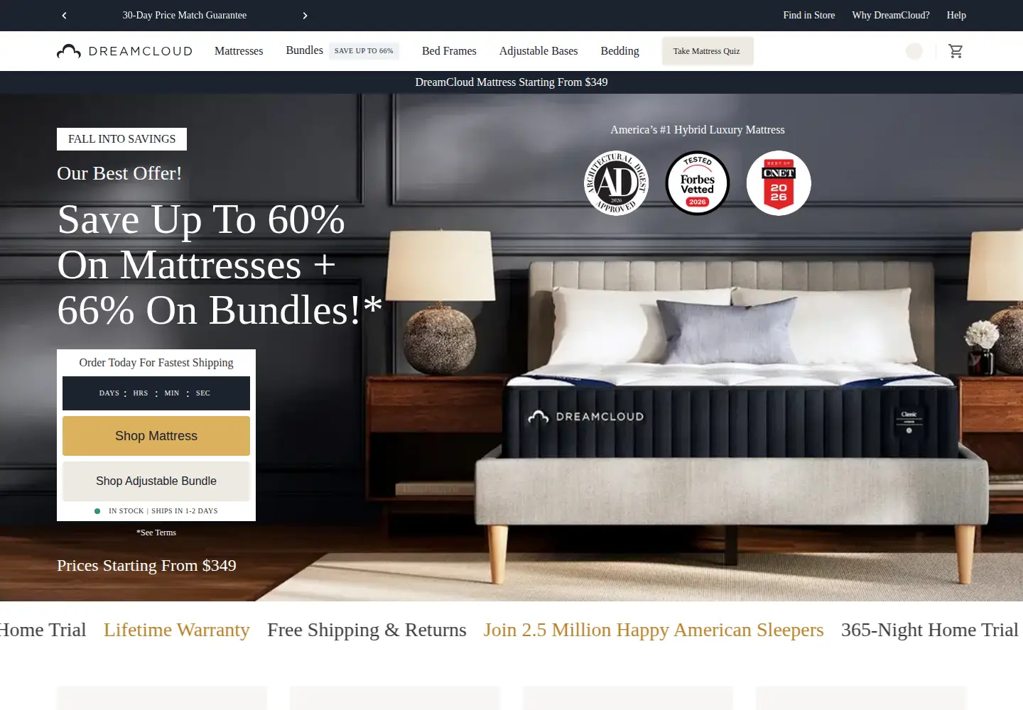 Screenshot of dreamcloudsleep.com