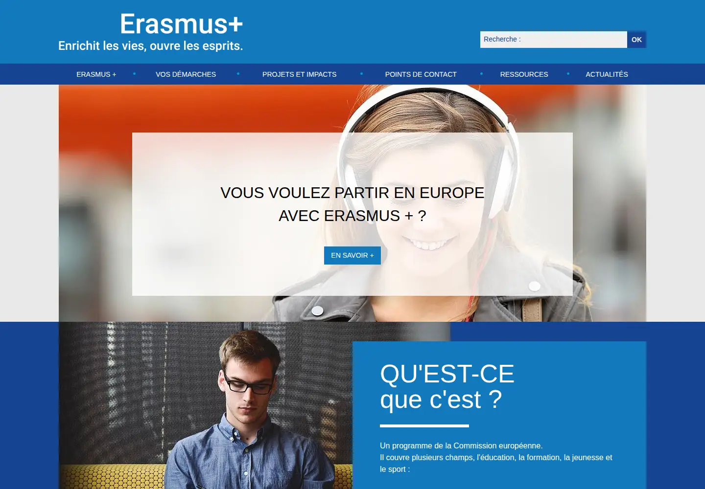 Screenshot of erasmusplus.fr