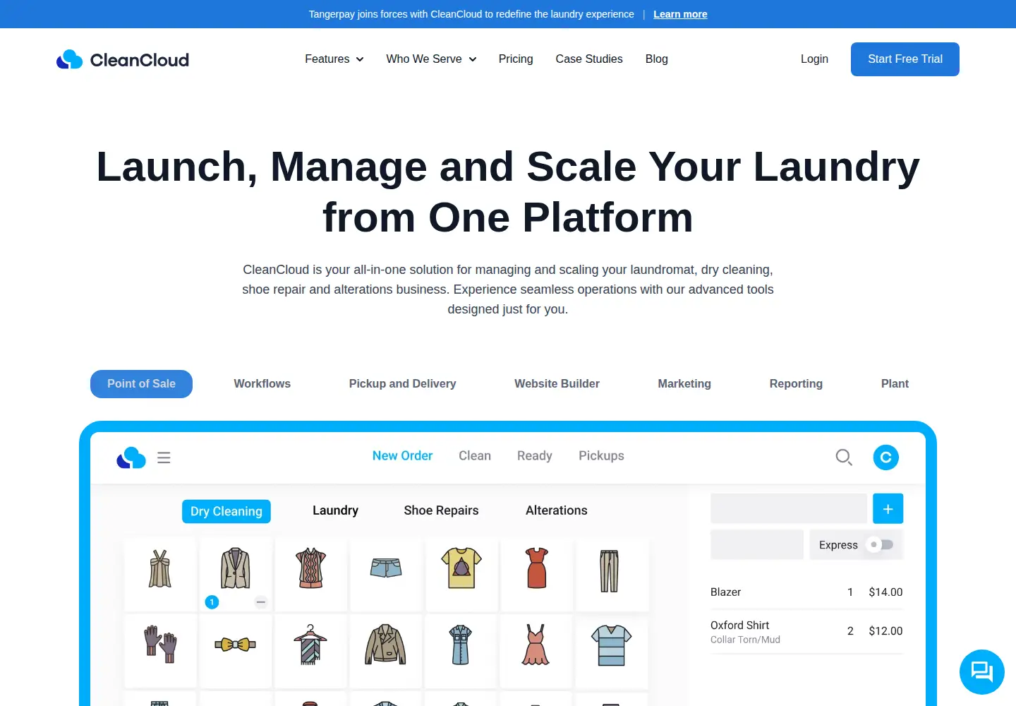Screenshot of cleancloudapp.com