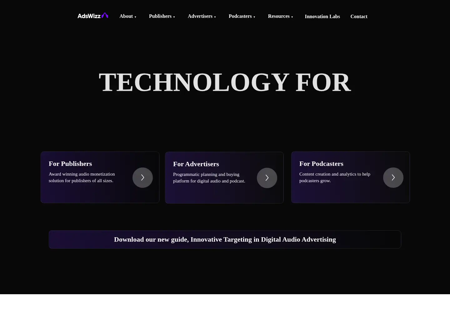 Screenshot of adswizz.com