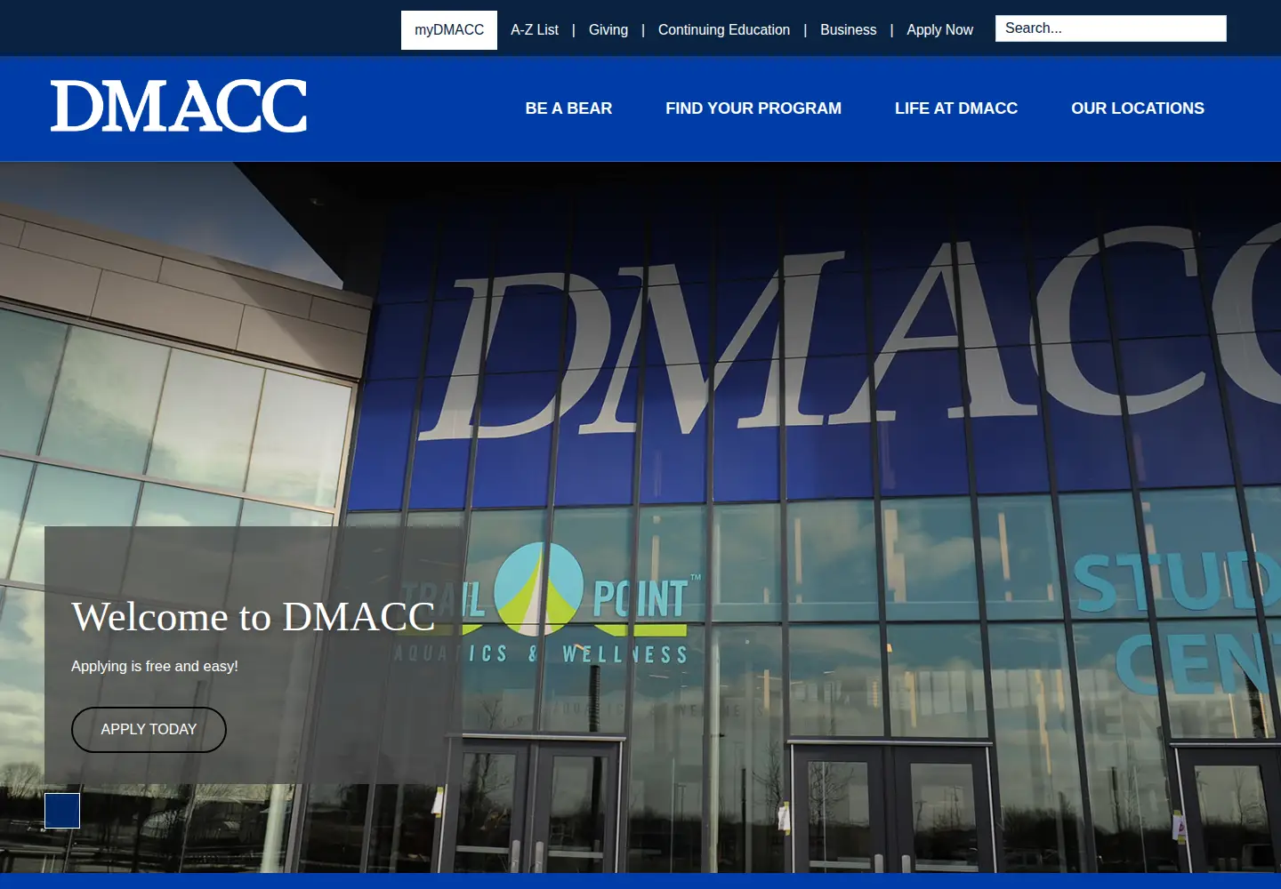 Screenshot of dmacc.edu
