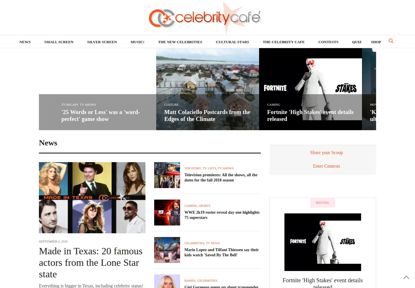 Screenshot of thecelebritycafe.com