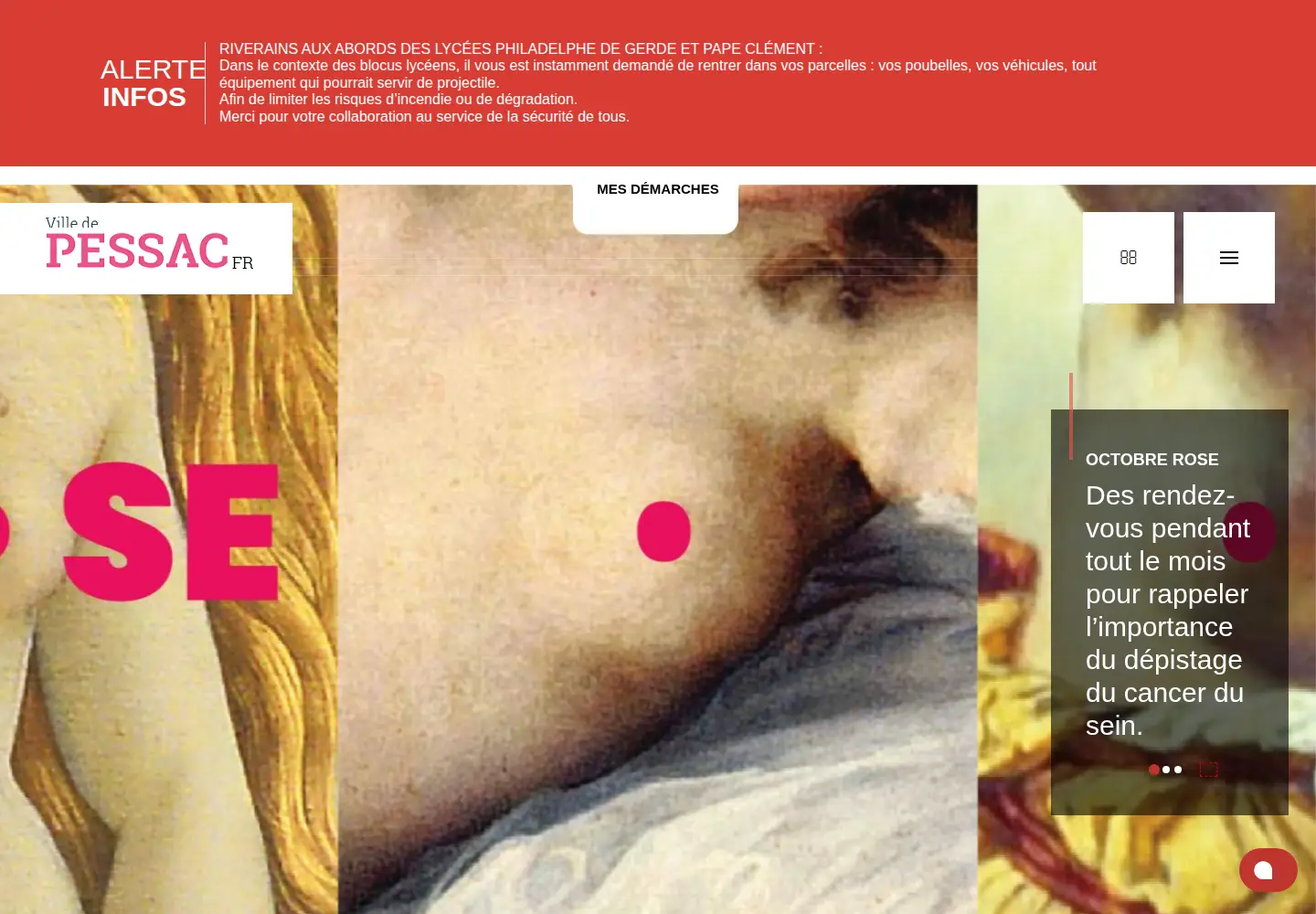 Screenshot of pessac.fr