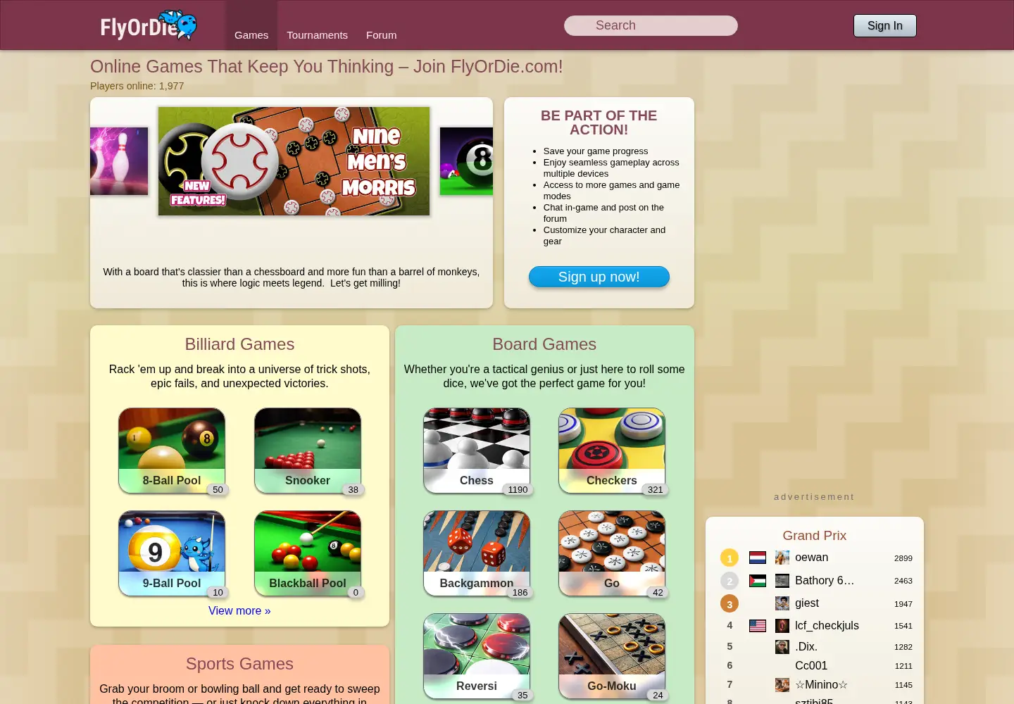Screenshot of flyordie.com