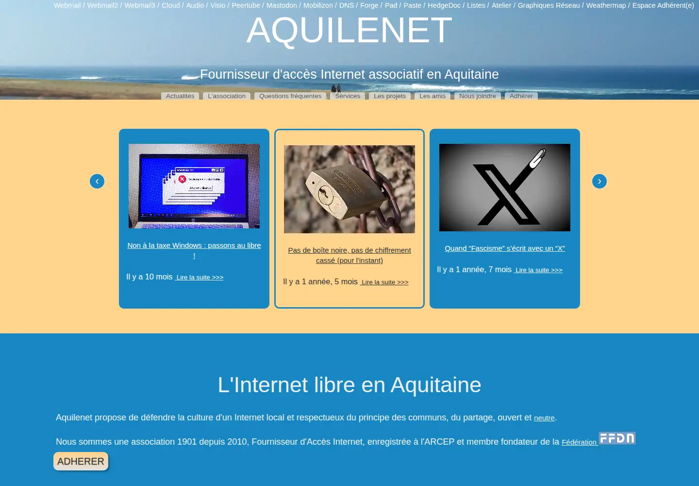 Screenshot of aquilenet.fr