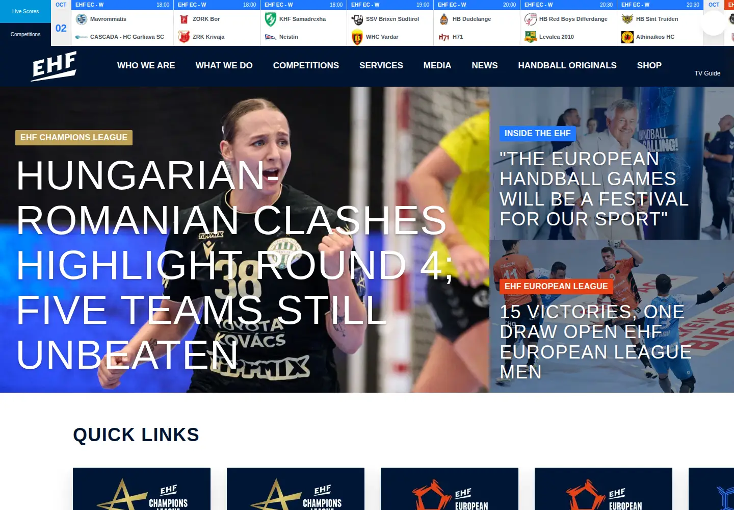 Screenshot of eurohandball.com