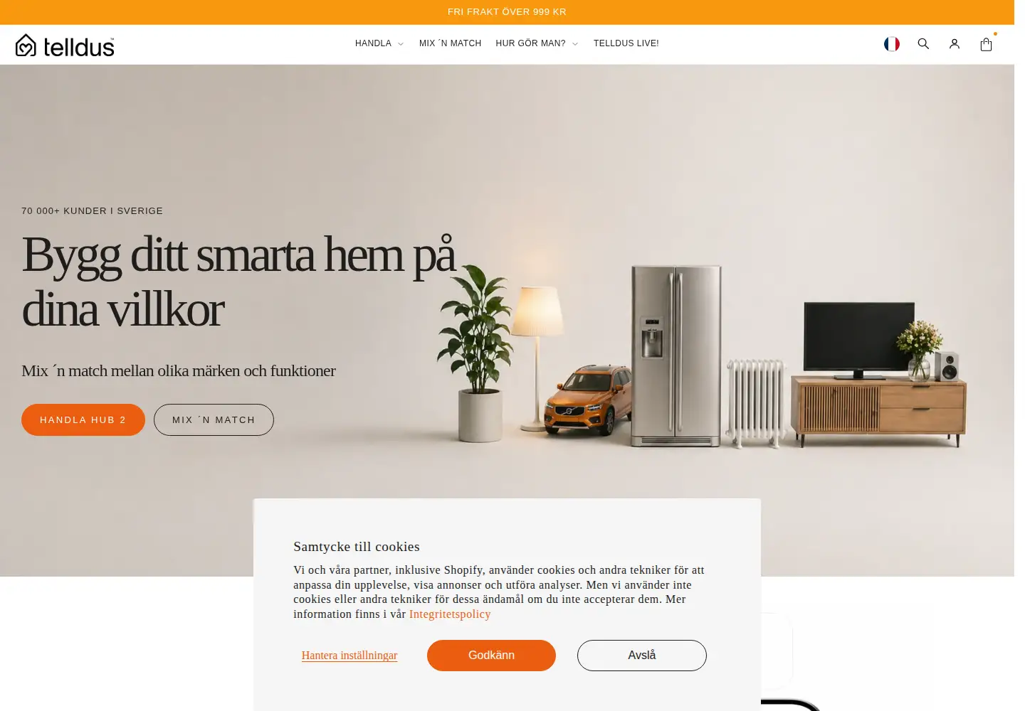 Screenshot of telldus.com