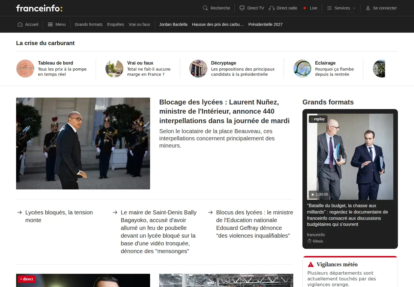 Screenshot of francetvinfo.fr