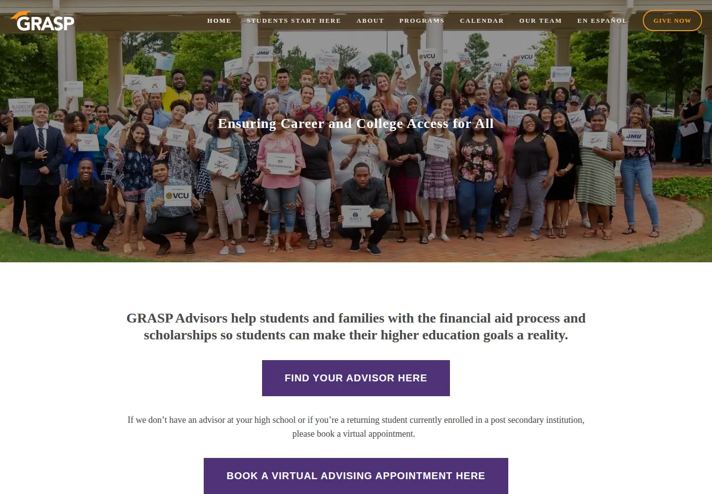 Screenshot of grasp4va.org