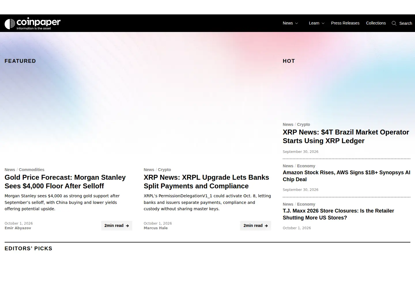 Screenshot of coinpaper.com