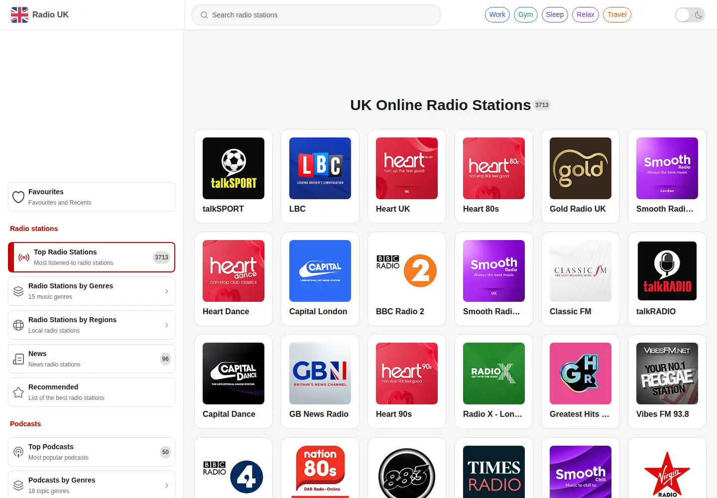 Screenshot of radio-uk.co.uk