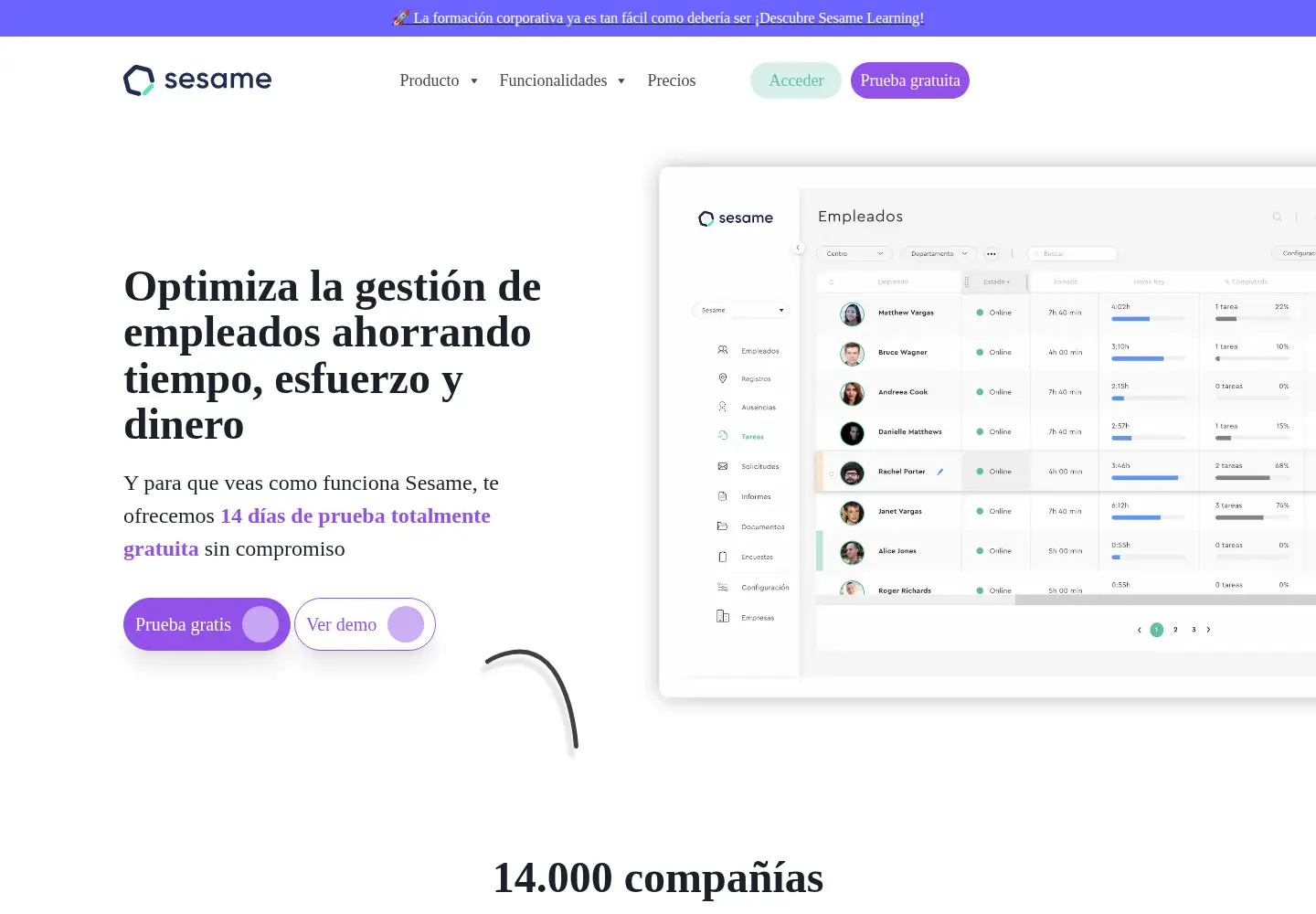 Screenshot of sesametime.com