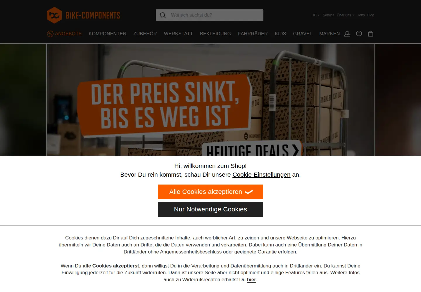 Screenshot of bike-components.de