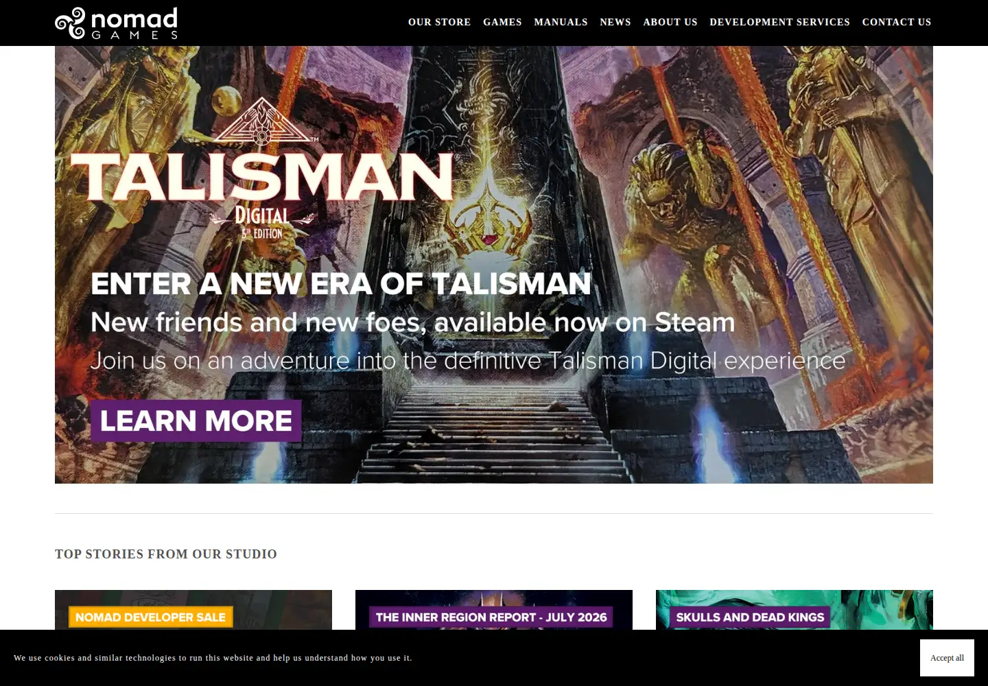 Screenshot of nomadgames.co.uk