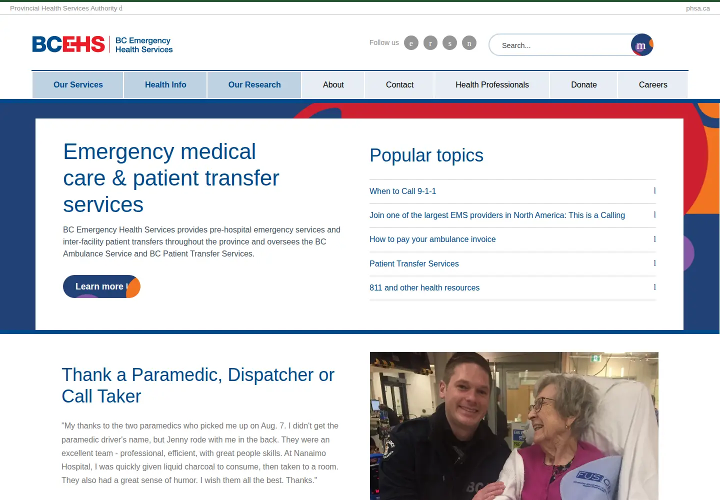 Screenshot of bcehs.ca