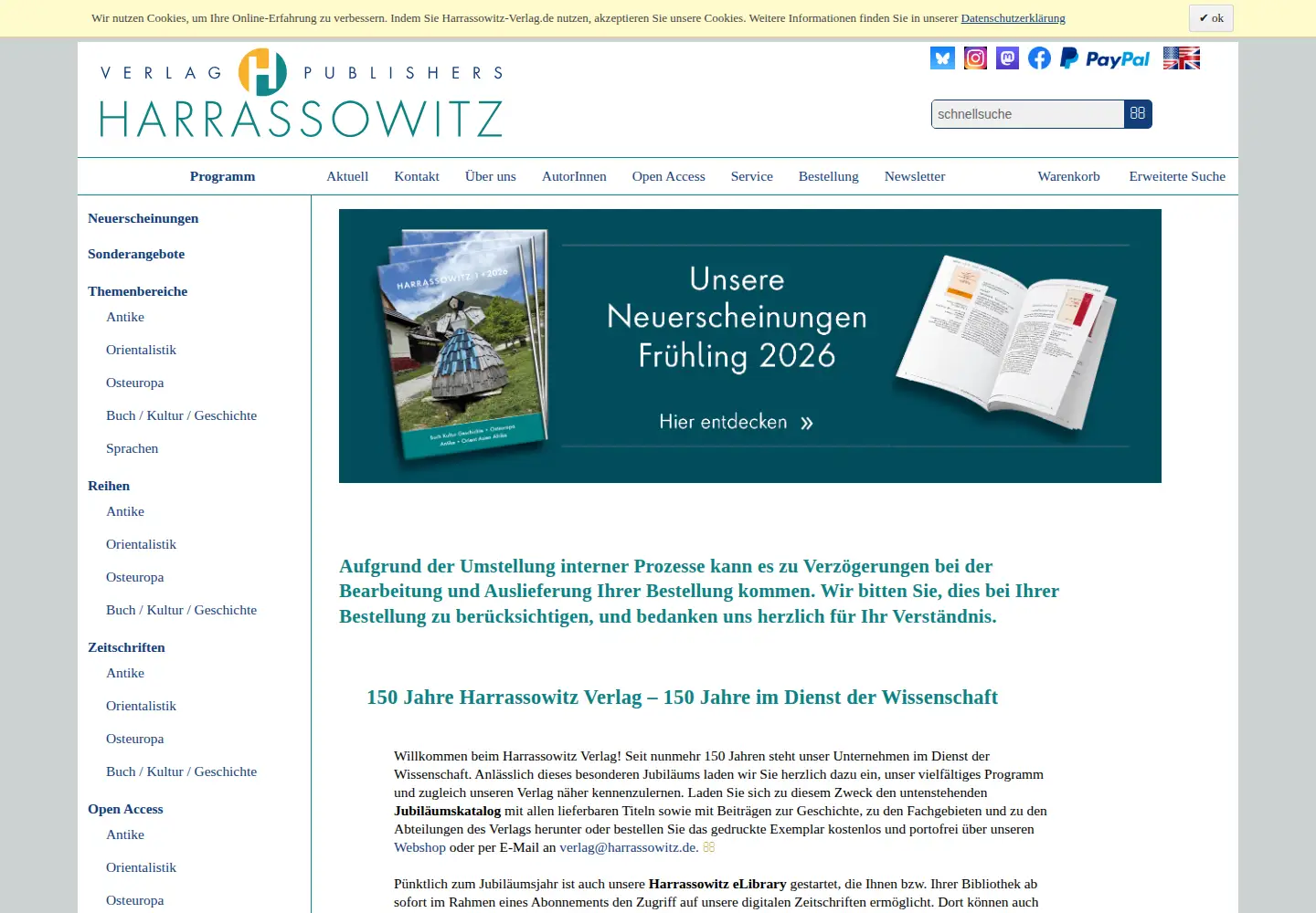 Screenshot of harrassowitz-verlag.de