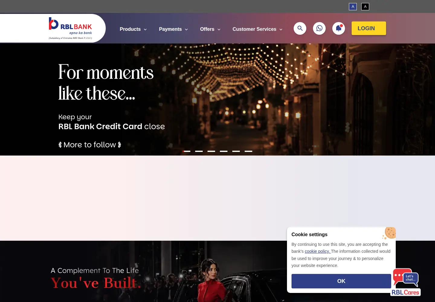 Screenshot of rbl.bank.in