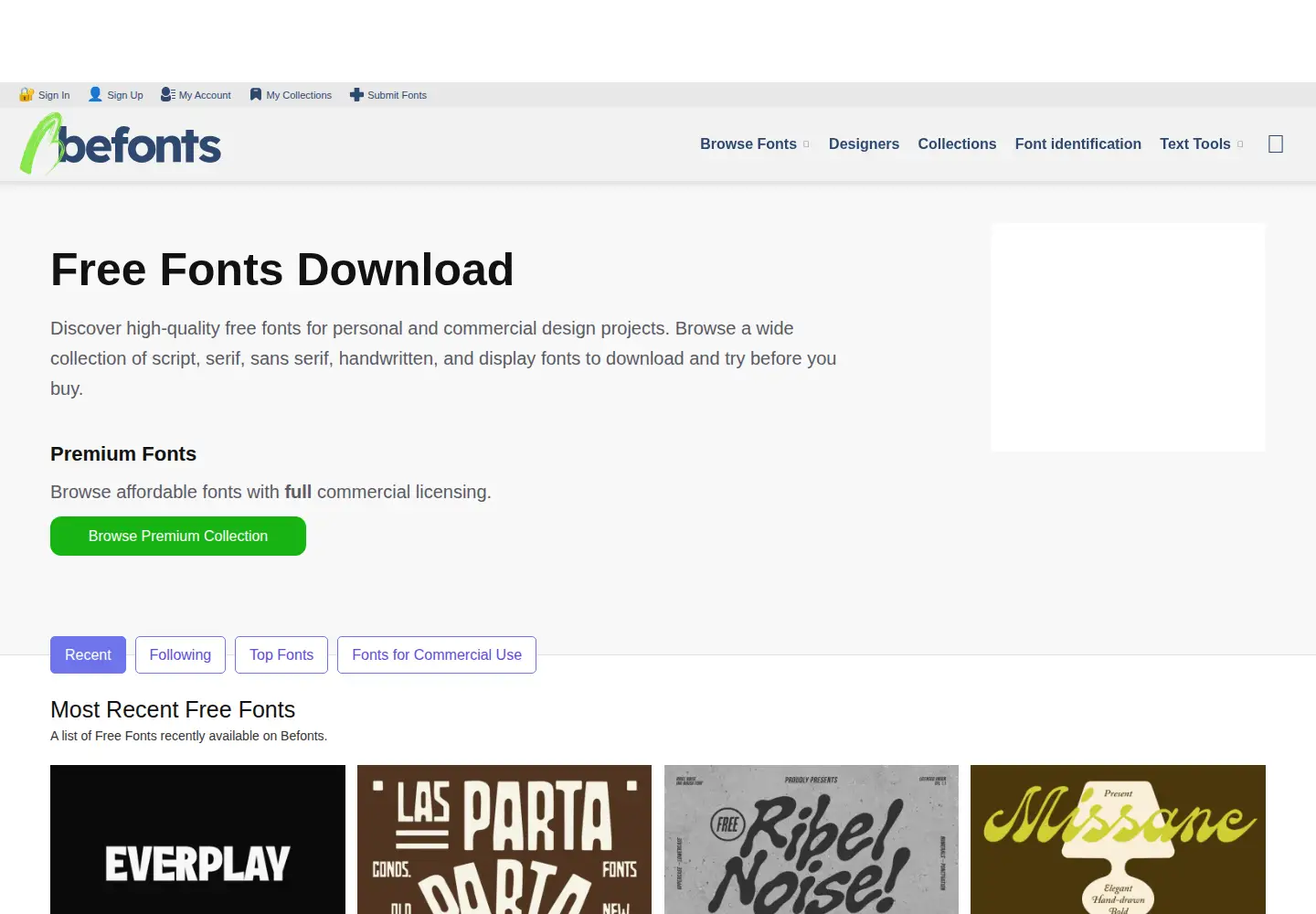 Screenshot of befonts.com