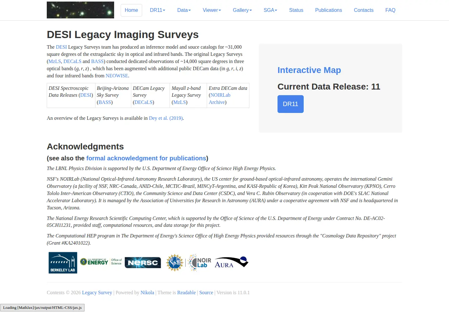 Screenshot of legacysurvey.org