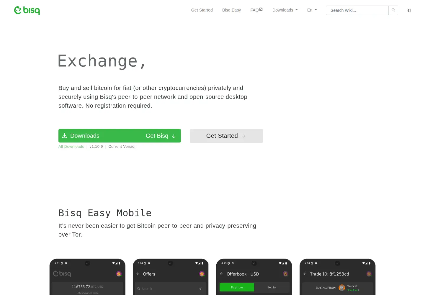Screenshot of bisq.network