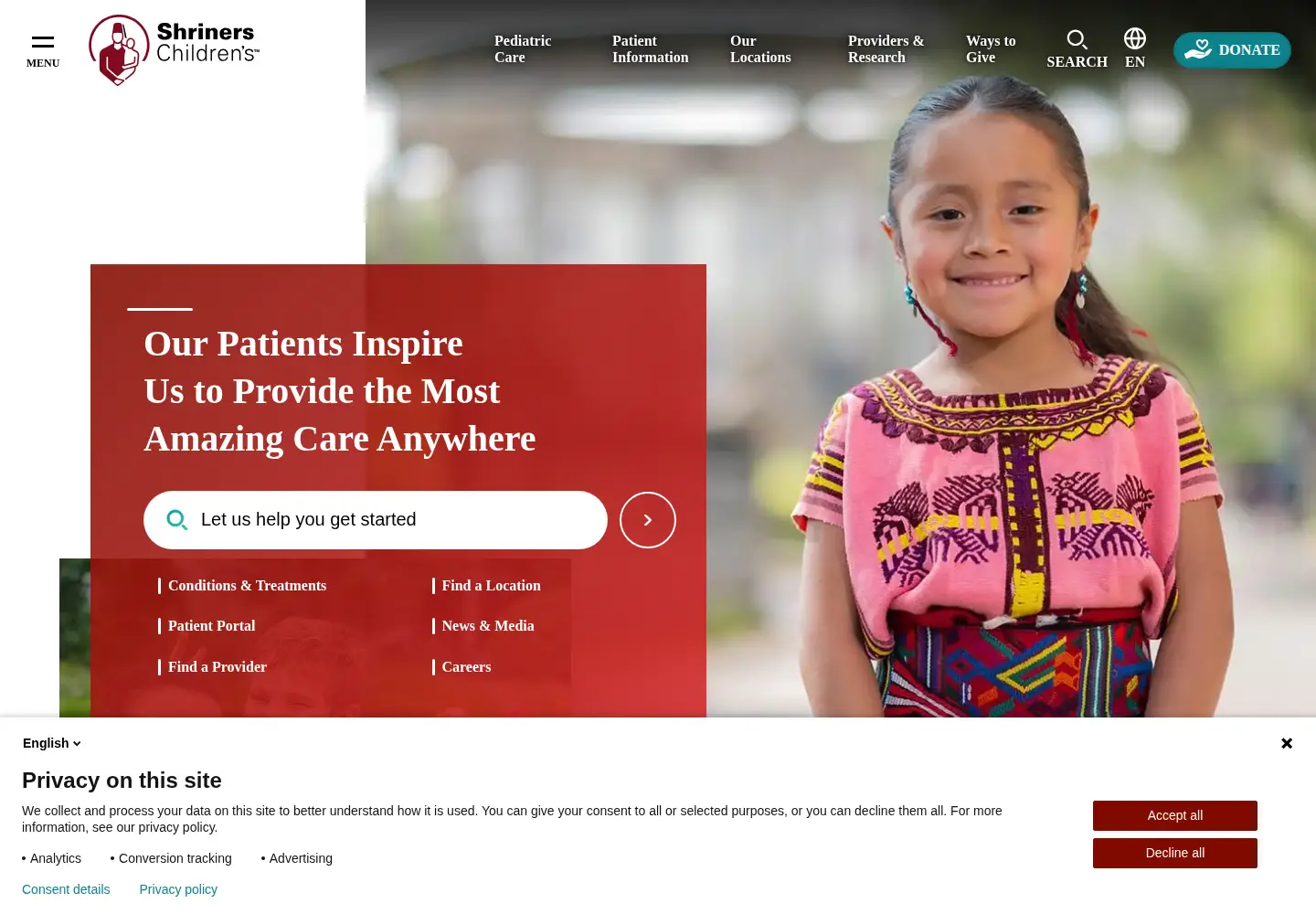 Screenshot of shrinerschildrens.org