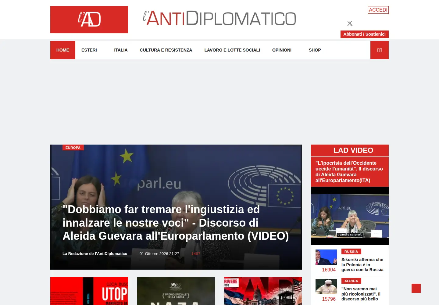 Screenshot of lantidiplomatico.it