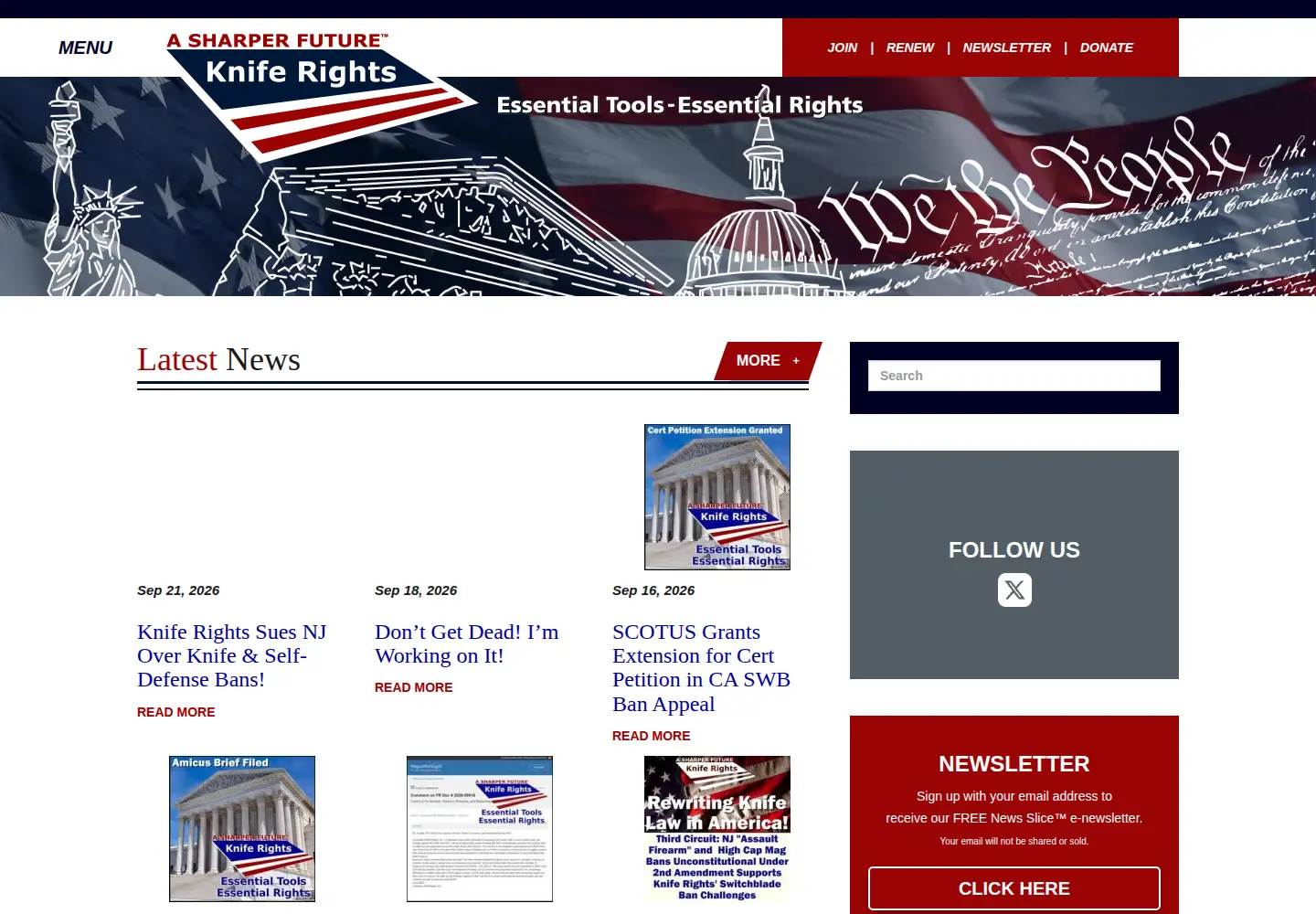 Screenshot of kniferights.org