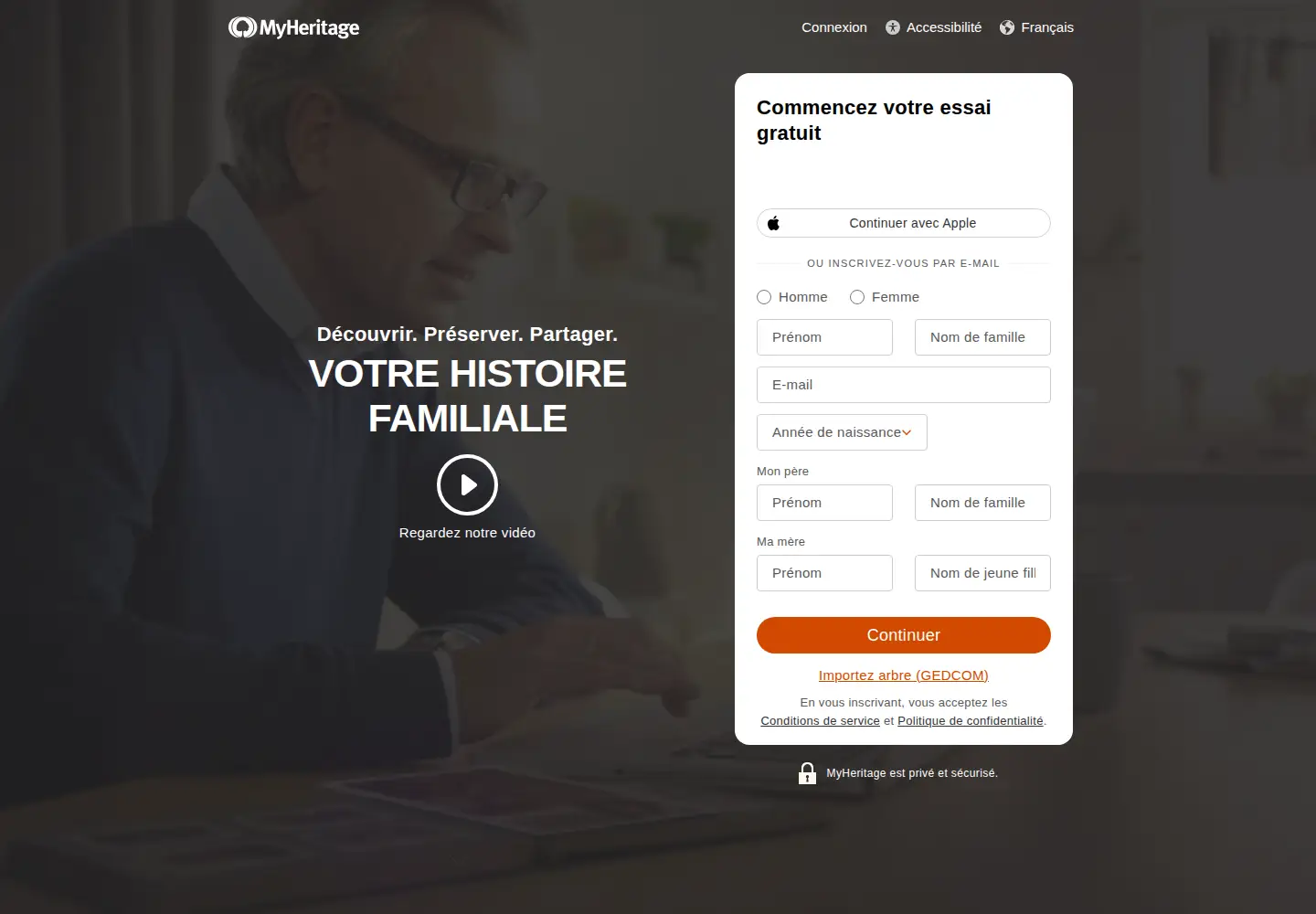 Screenshot of myheritage.fr