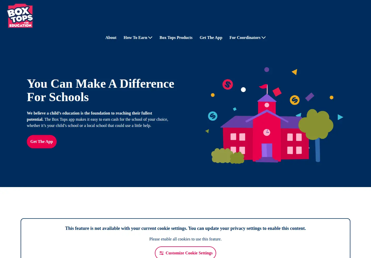 Screenshot of boxtops4education.com