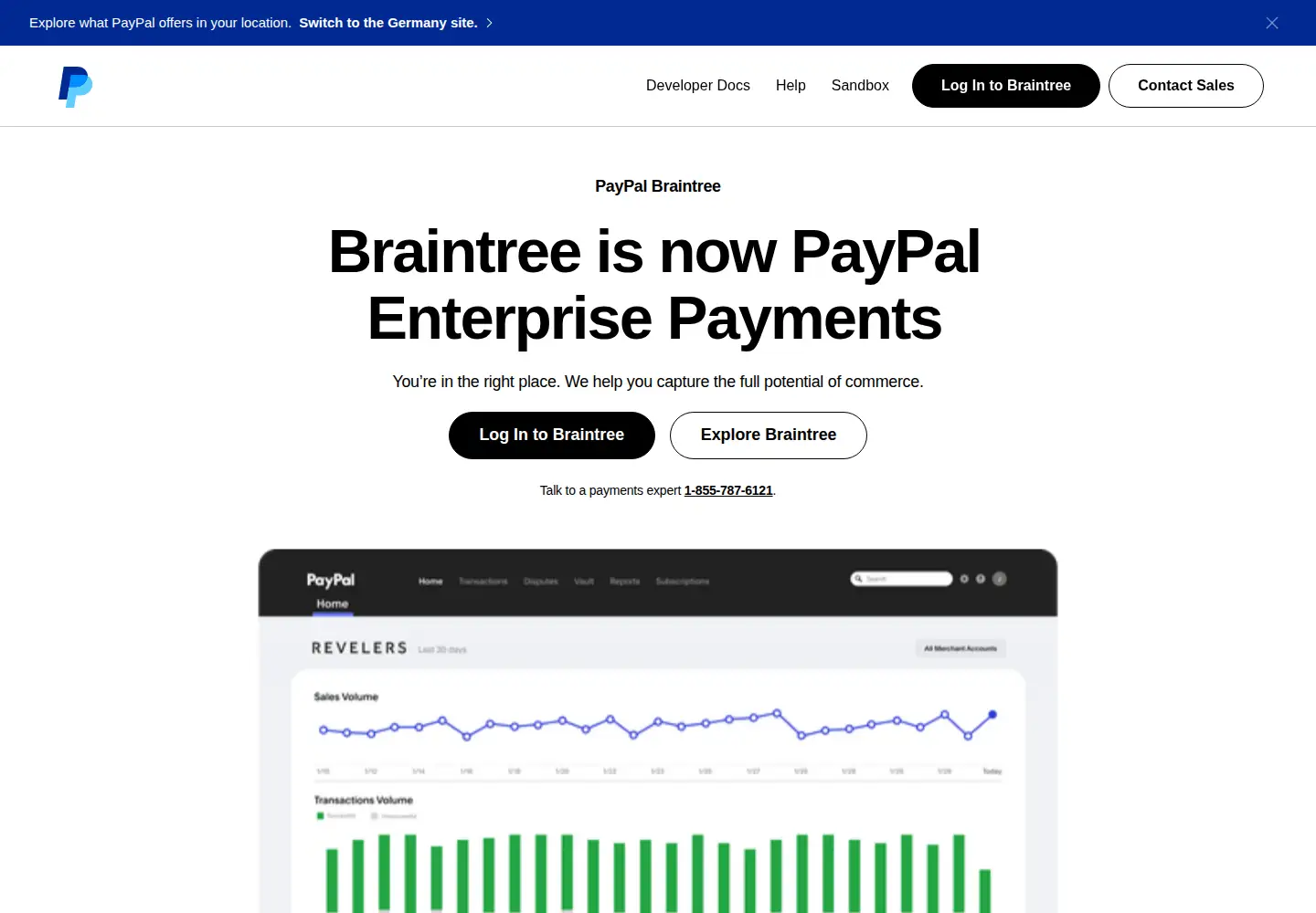Screenshot of braintreepayments.com