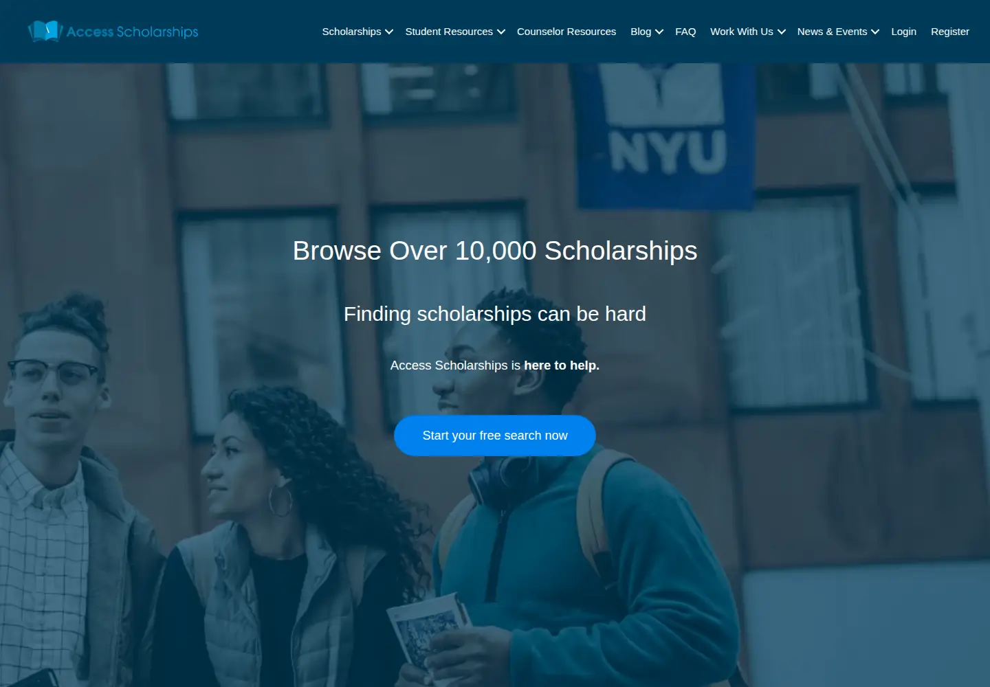 Screenshot of accessscholarships.com