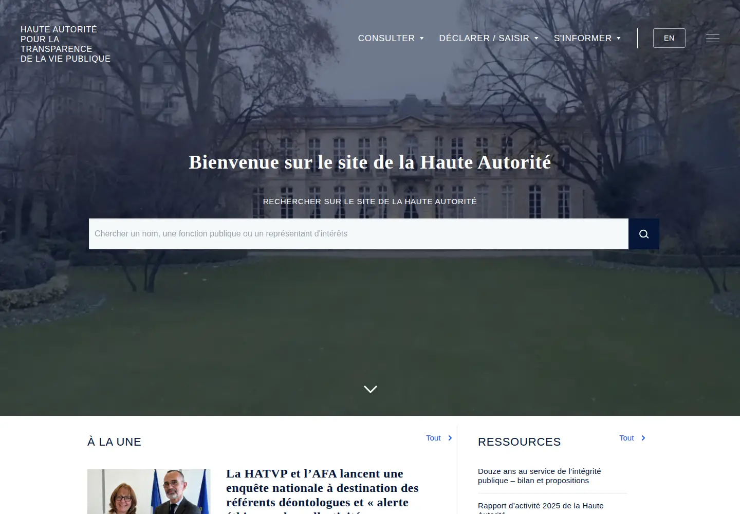 Screenshot of hatvp.fr