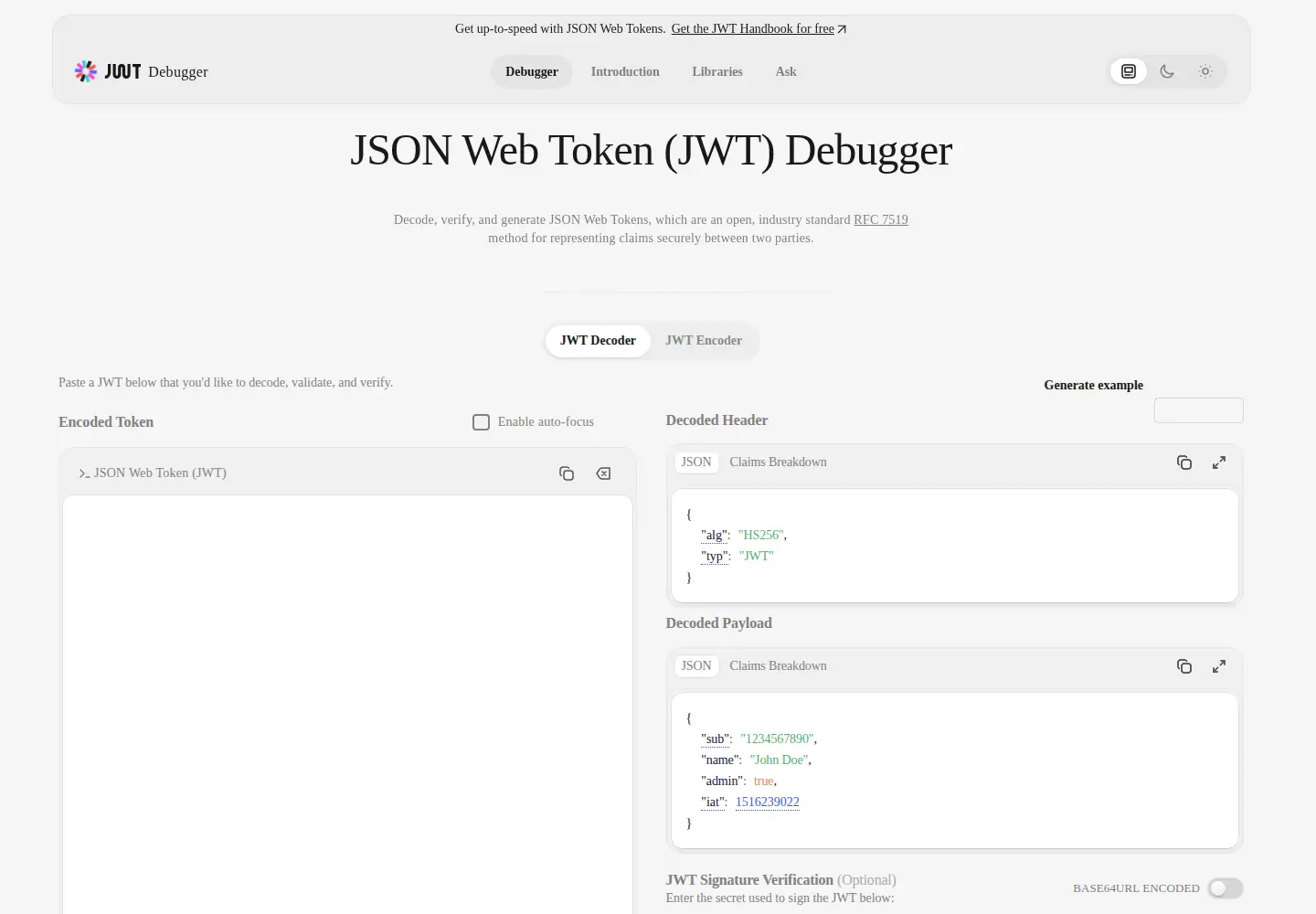 Screenshot of jwt.io