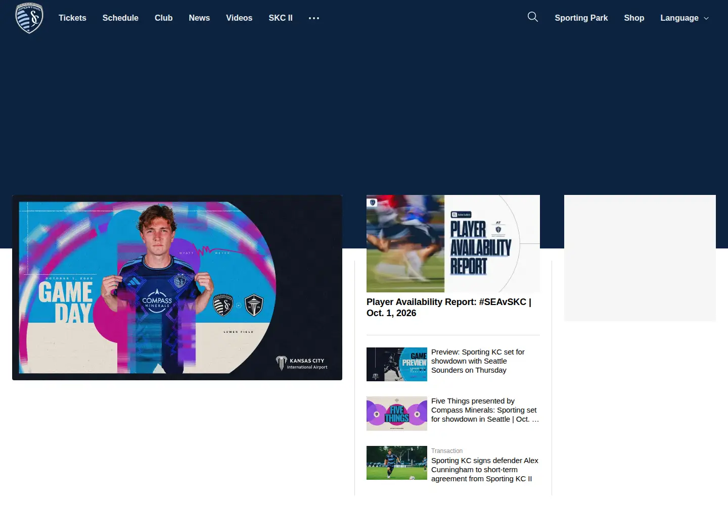 Screenshot of sportingkc.com