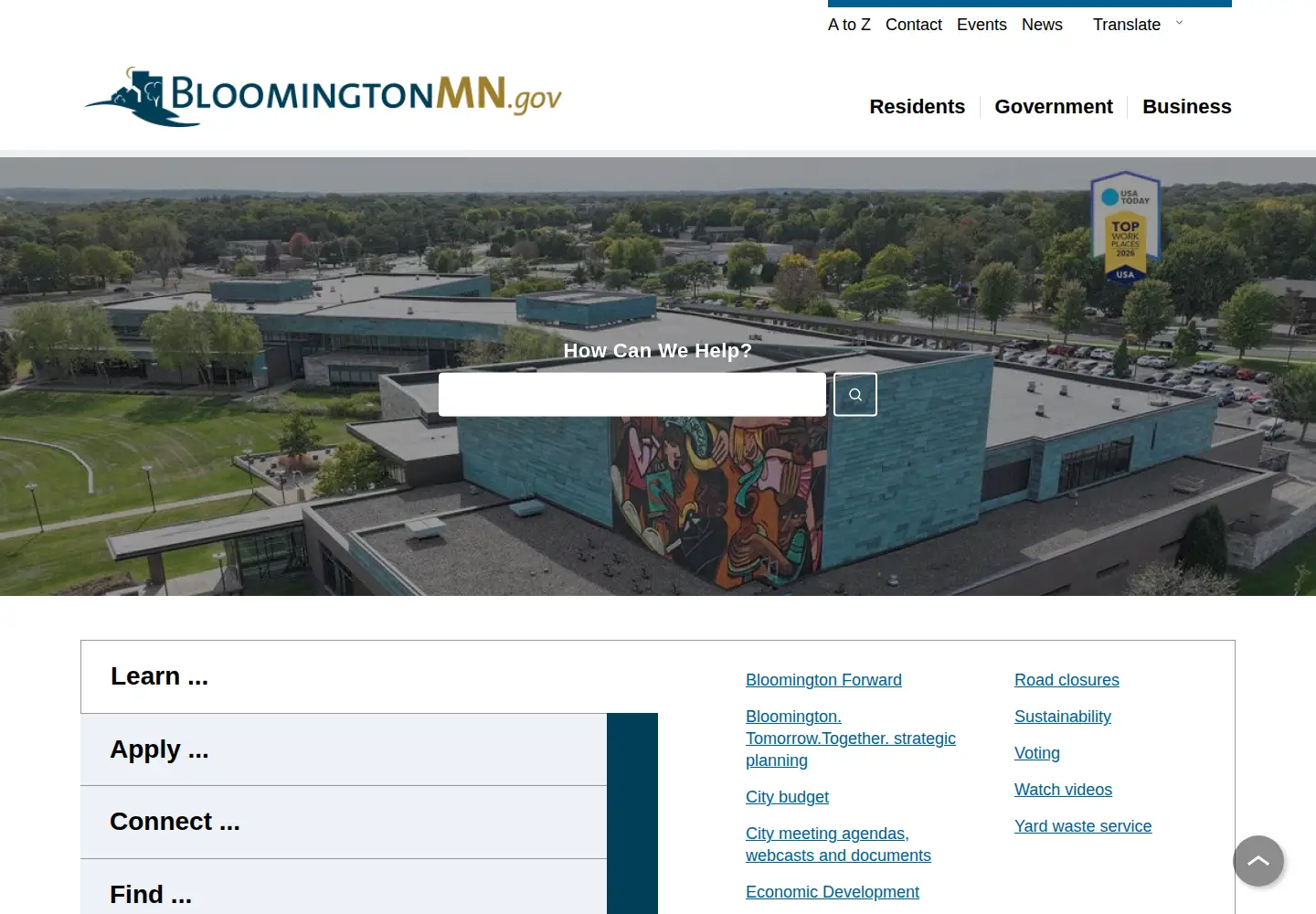 Screenshot of bloomingtonmn.gov