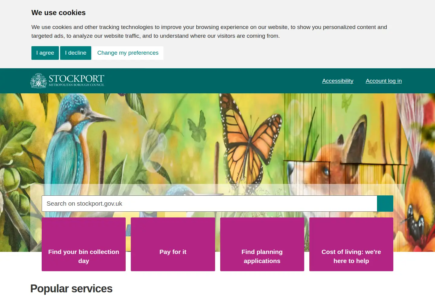 Screenshot of stockport.gov.uk
