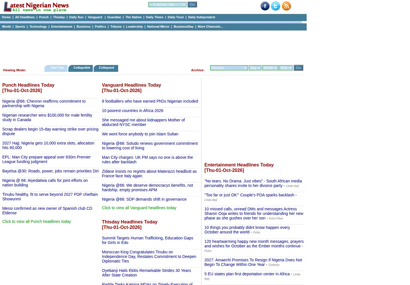 Screenshot of latestnigeriannews.com