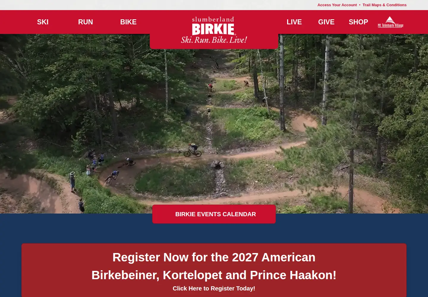 Screenshot of birkie.com