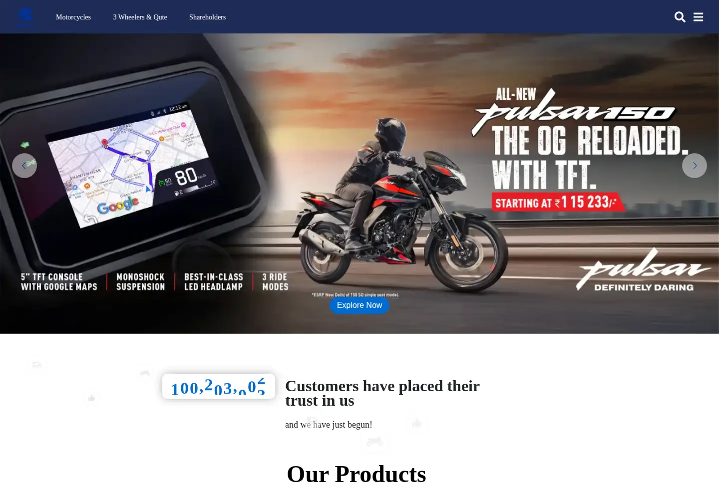 Screenshot of bajajauto.com
