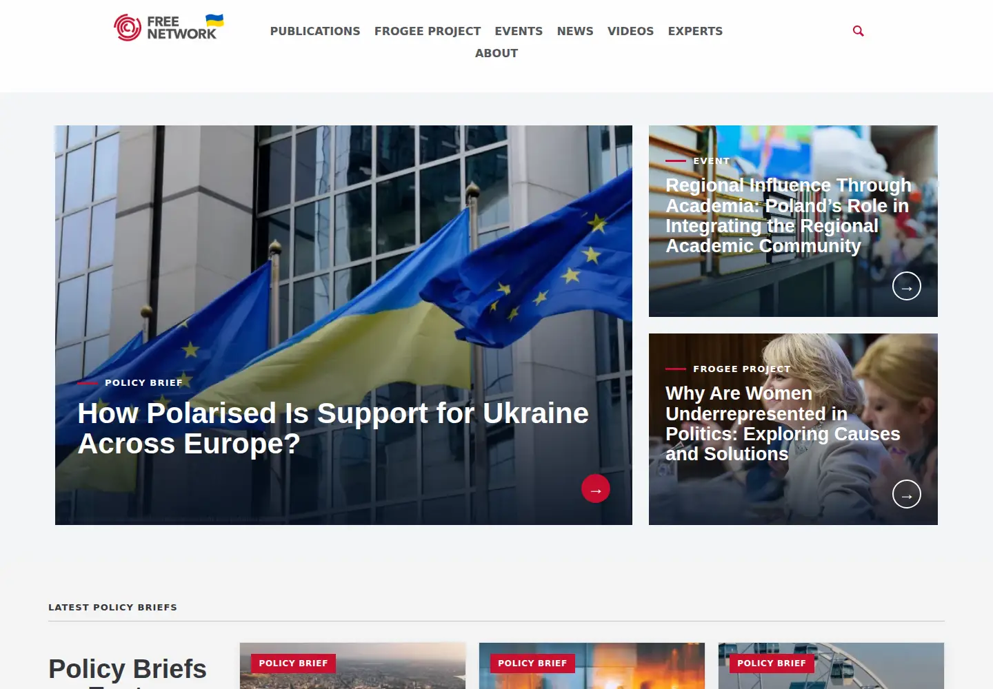 Captured homepage of freepolicybriefs.org in the current scan