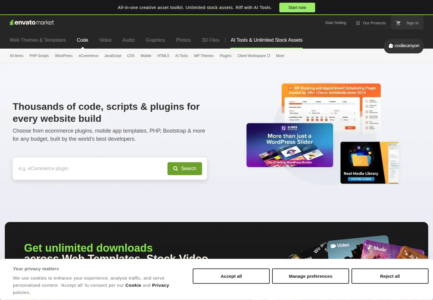 Screenshot of codecanyon.net