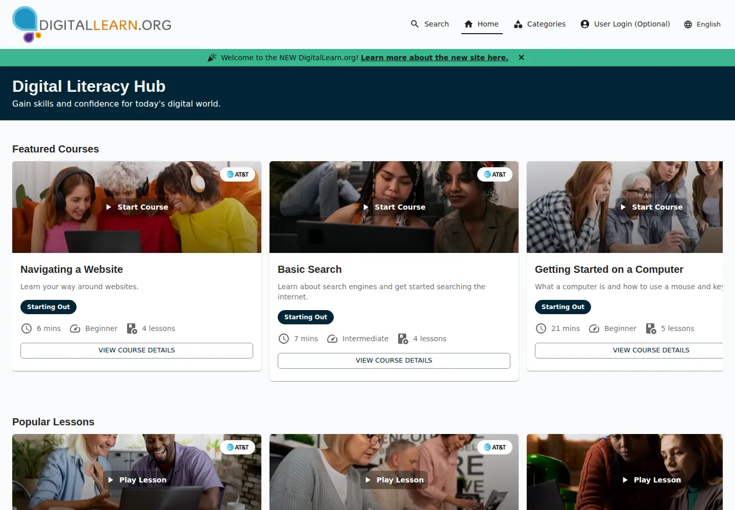 Screenshot of digitallearn.org
