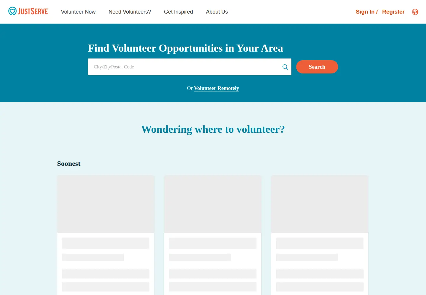 Screenshot of justserve.org