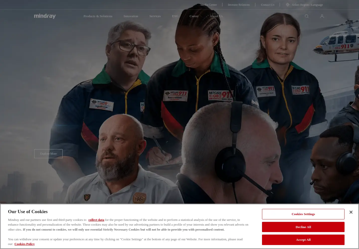 Screenshot of mindray.com