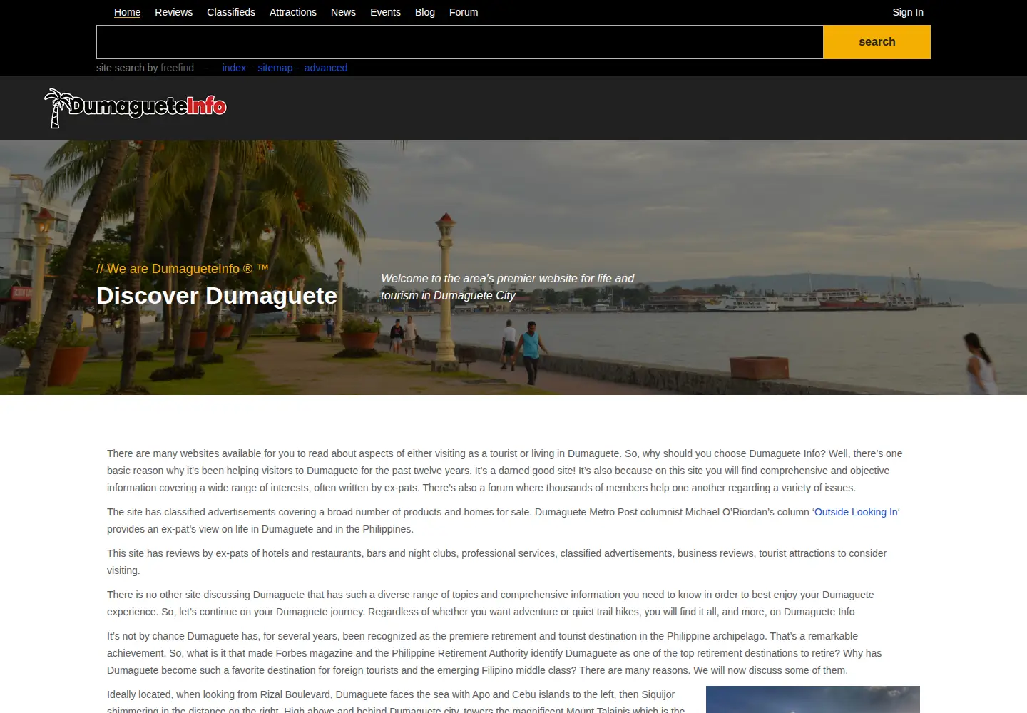 Screenshot of dumagueteinfo.com