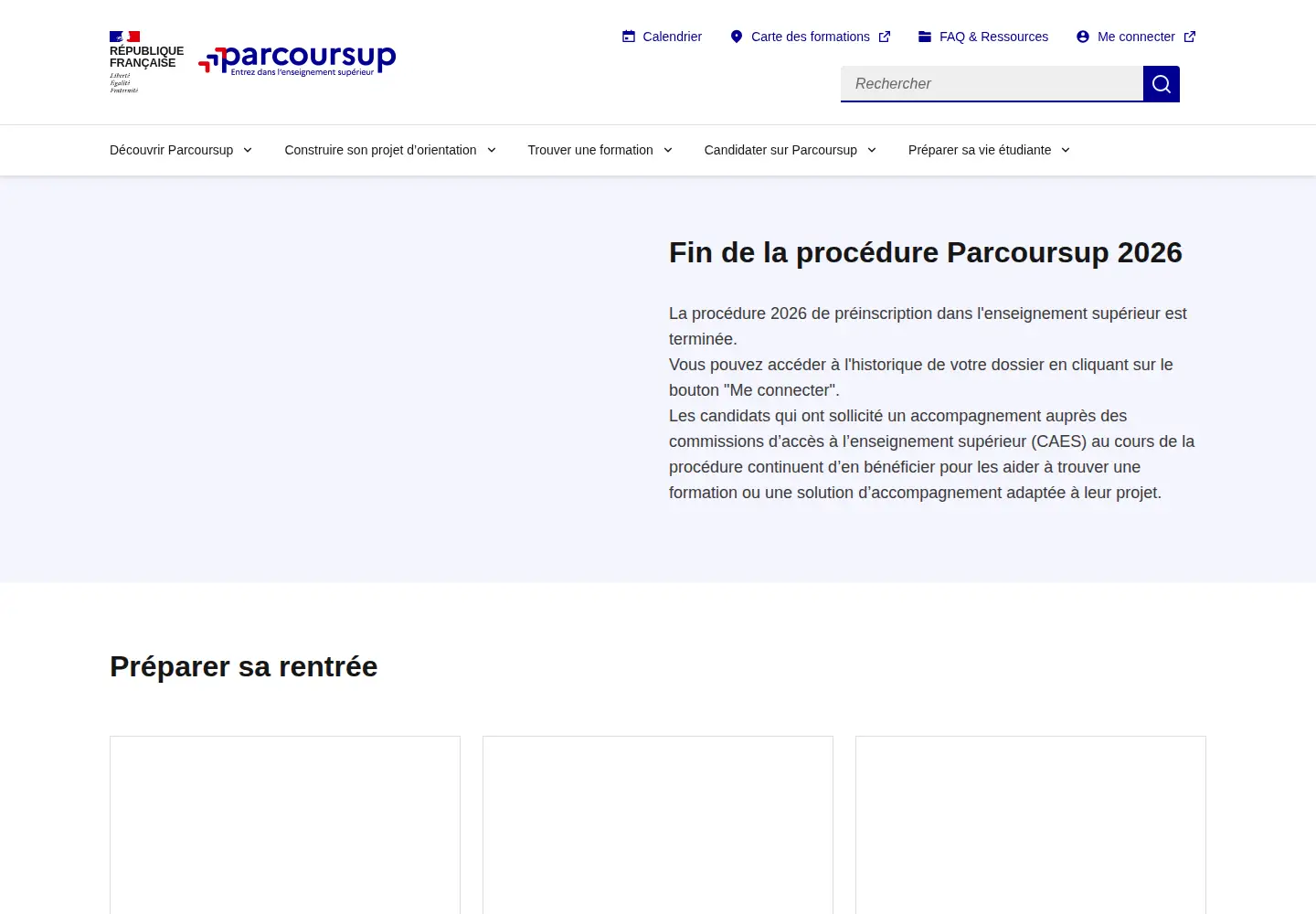 Screenshot of parcoursup.fr