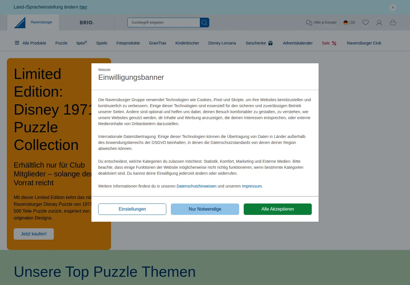 Screenshot of ravensburger.de