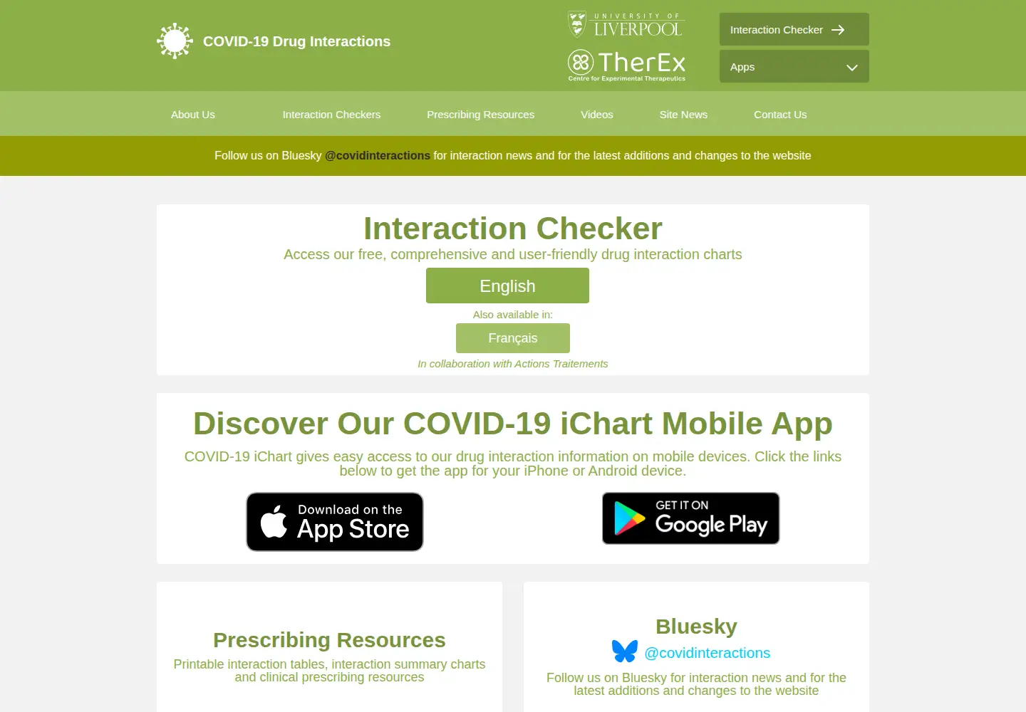 Screenshot of covid19-druginteractions.org