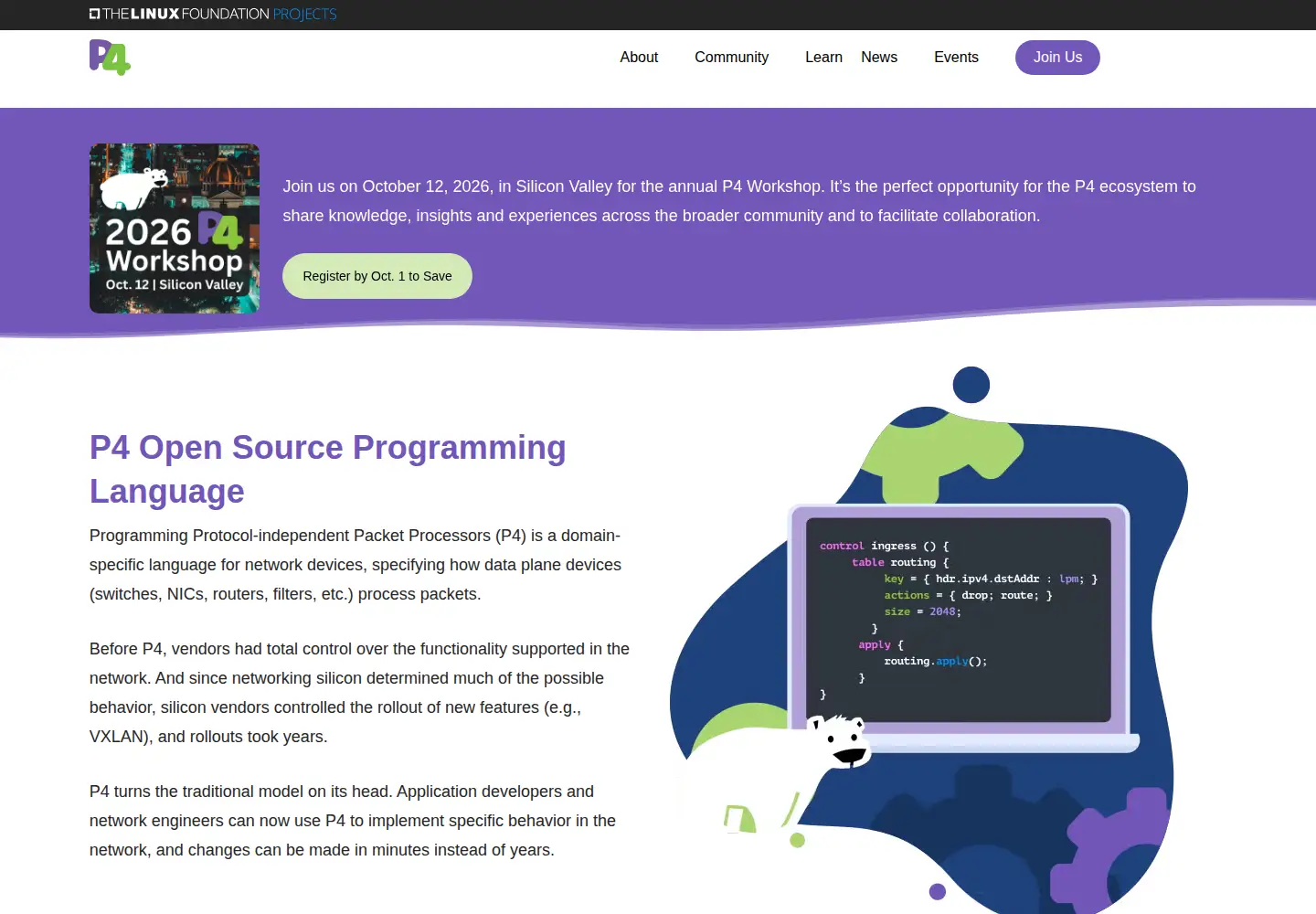 Screenshot of p4.org