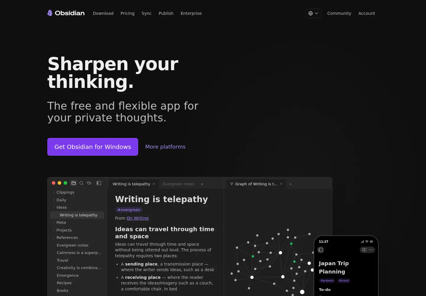 Screenshot of obsidian.md